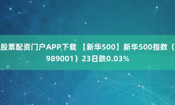 股票配资门户APP下载 【新华500】新华500指数（989001）23日跌0.03%